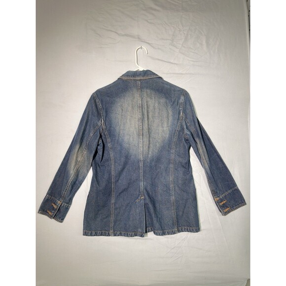 Vintage Faded Glory Denim Jacket Large 12 Blue Jean Y2K Chore Work Blazer - Picture 5 of 5